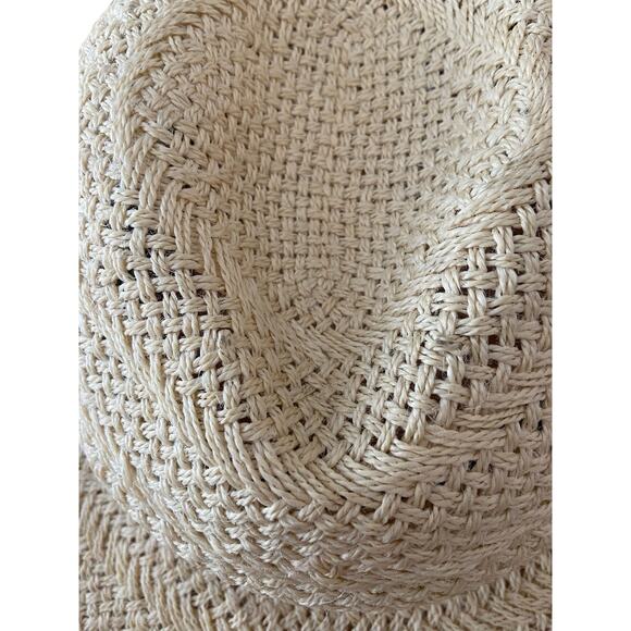 Janessa Leone Ivana Jute Straw Fedora Hat Leather Band Natural Size Medium main image 8